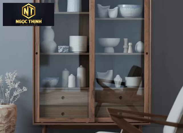 TỦ CHÉN CỬA KÍNH ĐƠN GIẢN - TC04